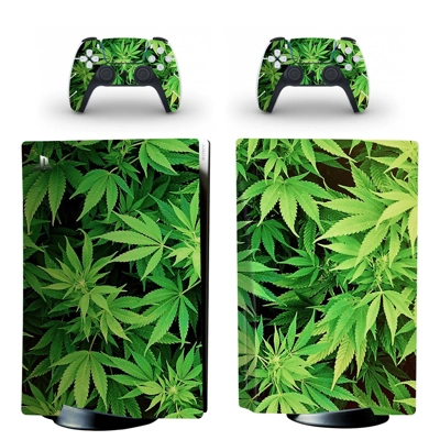 Weed decal skin for PS5 Disc Edition Console and two Contr.. Weed decal skin for PS5 Disc Edition Console and two Contr..