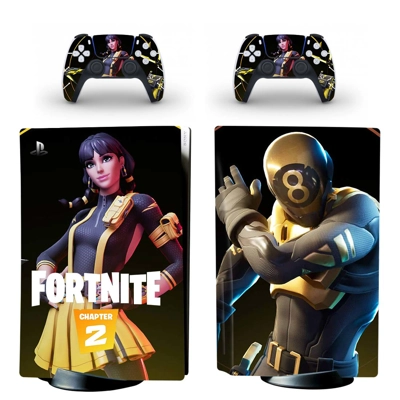 Fortnite decal skin for PS5 Disc Edition Console and two Controllers