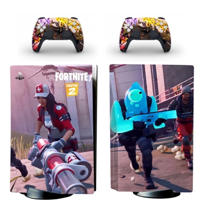 Fortnite decal skin for PS5 Disc Edition Console and two Controllers