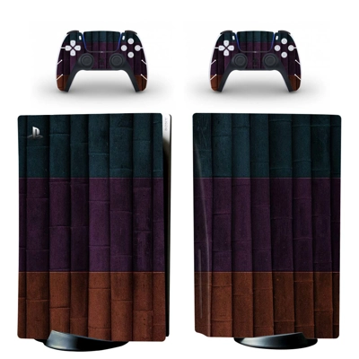 Wood grain decal skin for PS5 Disc Edition Console and two Controllers