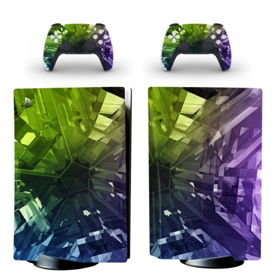 Glass Texture decal skin for PS5 Disc Edition Console and two Controllers