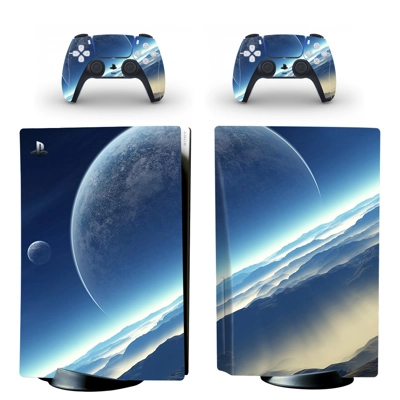 Planet View decal skin for PS5 Disc Edition Console and two Controllers