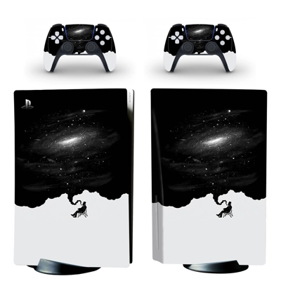 Black Sky decal skin for PS5 Disc Edition Console and two ..