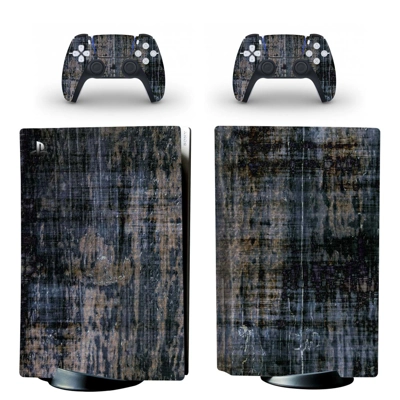 Wood grain decal skin for PS5 Disc Edition Console and two Controllers