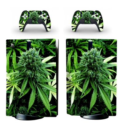 Weed Leaf decal skin for PS5 Disc Edition Console and two Controllers