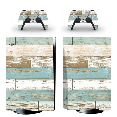 Wood grain decal skin for PS5 Disc Edition Console and two.. Wood grain decal skin for PS5 Disc Edition Console and two..