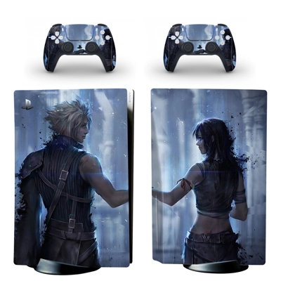 Final Fantasy 7 decal skin for PS5 Disc Edition Console and two Controllers