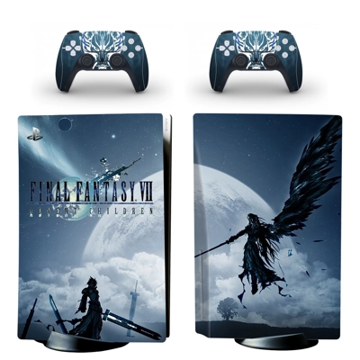 Final Fantasy 7 decal skin for PS5 Disc Edition Console and two Controllers