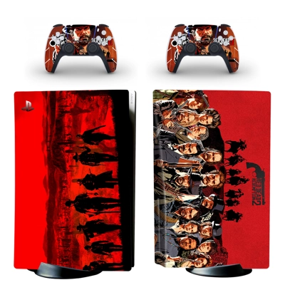 Red Dead Redemption 2 decal skin for PS5 Disc Edition Console and two Controllers
