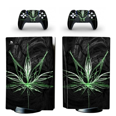 Weed Leaf decal skin for PS5 Disc Edition Console and two .. Weed Leaf decal skin for PS5 Disc Edition Console and two ..