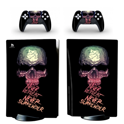 No Retreat No Surrende decal skin for PS5 Disc Edition Console and two Controllers