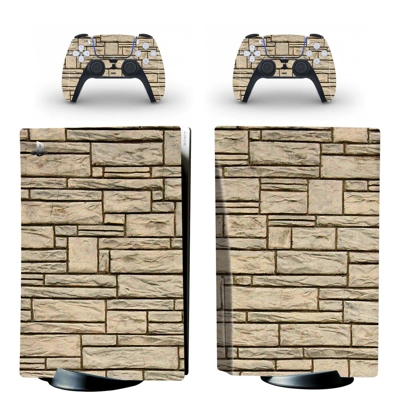 Wall pattern decal skin for PS5 Disc Edition Console and two Controllers