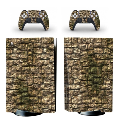 Wall pattern decal skin for PS5 Disc Edition Console and two Controllers