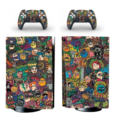 Graffiti decal skin for PS5 Disc Edition Console and two Controllers