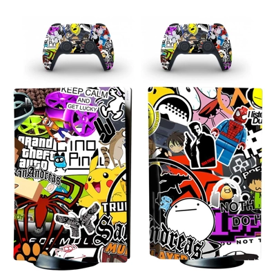 Graffiti decal skin for PS5 Disc Edition Console and two Controllers