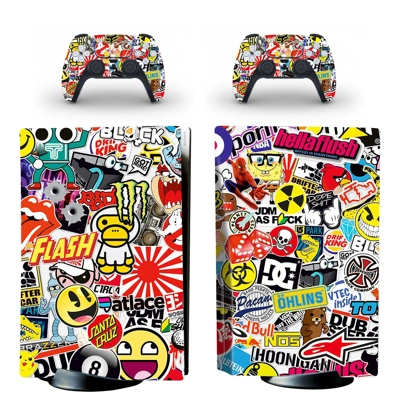 Graffiti decal skin for PS5 Disc Edition Console and two Controllers