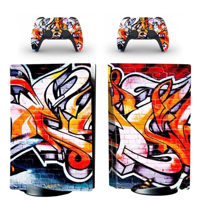Graffiti decal skin for PS5 Disc Edition Console and two Controllers
