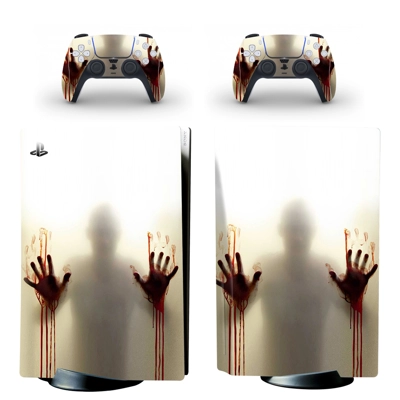 Blood texture decal skin for PS5 Disc Edition Console and two Controllers