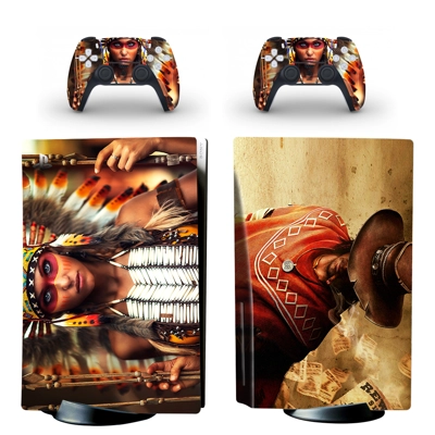 Red Dead Redemption 2 decal skin for PS5 Disc Edition Console and two Controllers