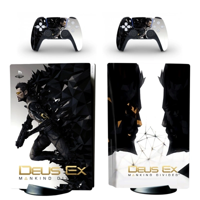 Deus Ex decal skin for PS5 Disc Edition Console and two Co..