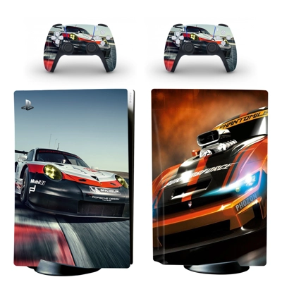 Car Racing decal skin for PS5 Disc Edition Console and two Controllers