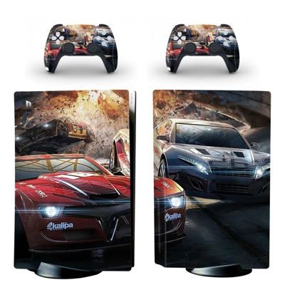 Car Racing decal skin for PS5 Disc Edition Console and two Controllers