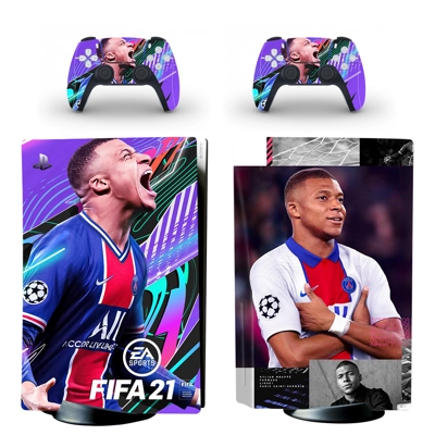 FIFA 21 decal skin for PS5 Disc Edition Console and two Co..