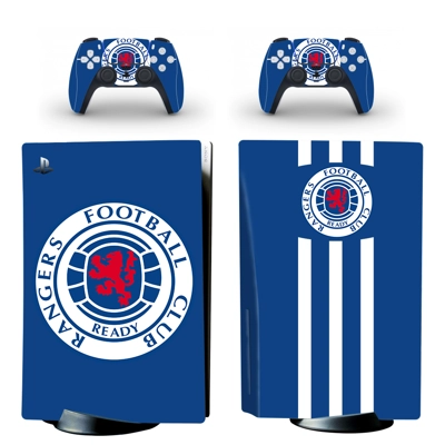 Glasgow Rangers FC decal skin for PS5 Disc Edition Console and two Controllers
