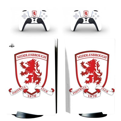 Middlesbrough FC decal skin for PS5 Disc Edition Console and two Controllers