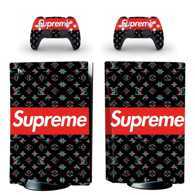 Supreme decal skin for PS5 Disc Edition Console and two Controllers