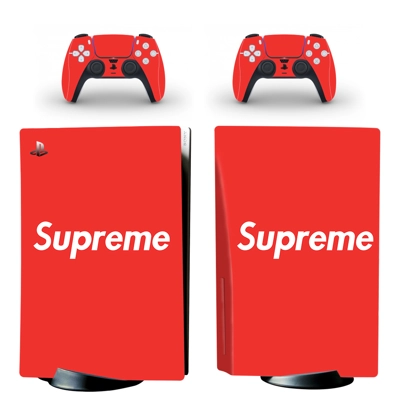 Supreme decal skin for PS5 Disc Edition Console and two Controllers