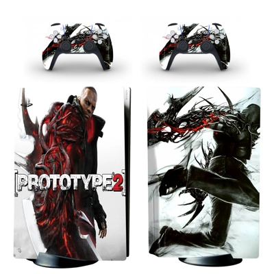 Prototype 2 decal skin for PS5 Disc Edition Console and two Controllers