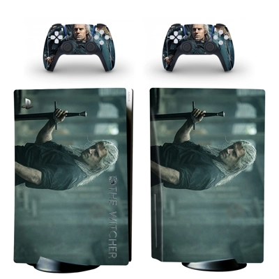 The Witcher Wild Hunt decal skin for PS5 Disc Edition Console and two Controllers