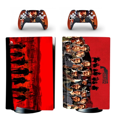 Red Dead Redemption decal skin for PS5 Disc Edition Console and two Controllers