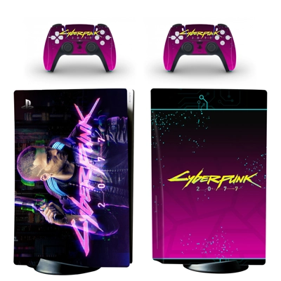 Cyberpunk 2077 decal skin for PS5 Disc Edition Console and two Controllers