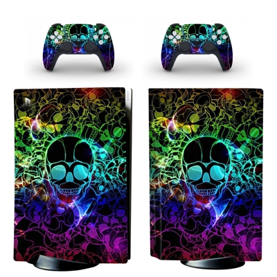 Unisex Skull decal skin for PS5 Disc Edition Console and two Controllers