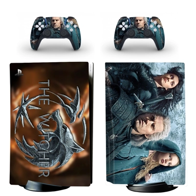 The Witcher Wild Hunt decal skin for PS5 Disc Edition Console and two Controllers