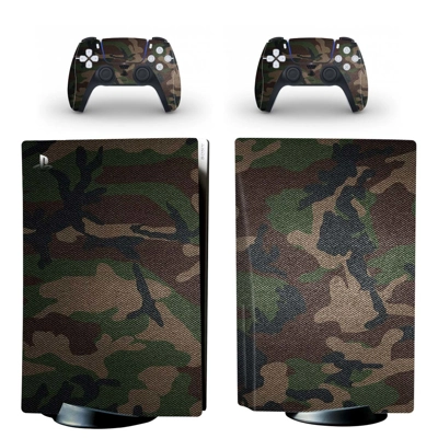 Camouflage Texture decal skin for PS5 Disc Edition Console and two Controllers