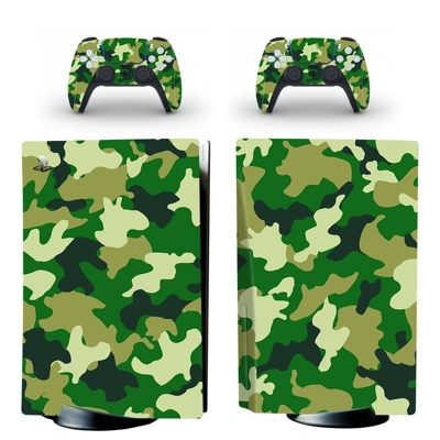 Camouflage Texture decal skin for PS5 Disc Edition Console and two Controllers