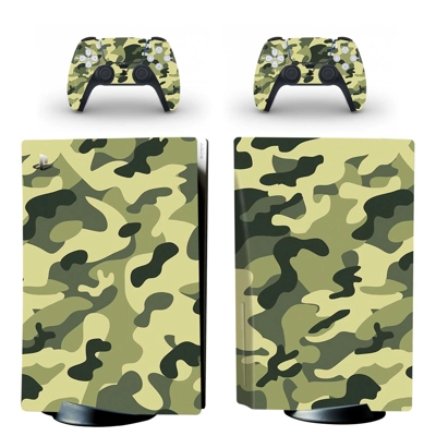Camouflage Texture decal skin for PS5 Disc Edition Console and two Controllers