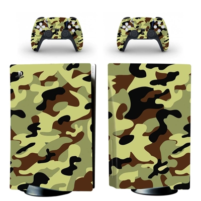 Camouflage Texture decal skin for PS5 Disc Edition Console and two Controllers