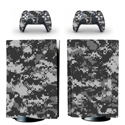 Camouflage Texture decal skin for PS5 Disc Edition Console and two Controllers