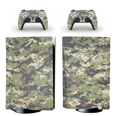 Camouflage Texture decal skin for PS5 Disc Edition Console and two Controllers