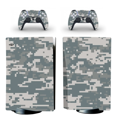 Camouflage Texture decal skin for PS5 Disc Edition Console and two Controllers