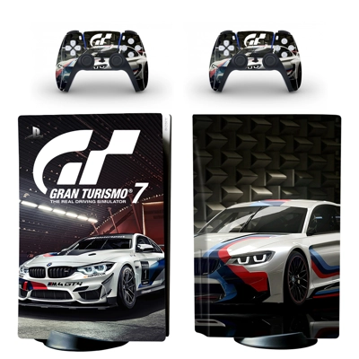 GT Sport decal skin for PS5 Disc Edition Console and two Controllers