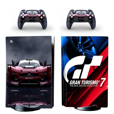 GT Sport decal skin for PS5 Disc Edition Console and two Controllers