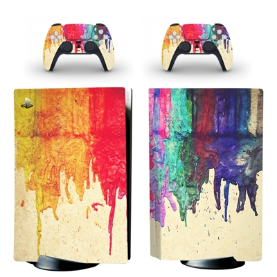 Paint style decal skin for PS5 Disc Edition Console and two Controllers