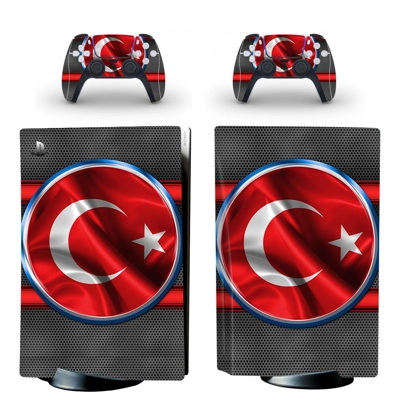Flag of Turkey decal skin for PS5 Disc Edition Console and two Controllers