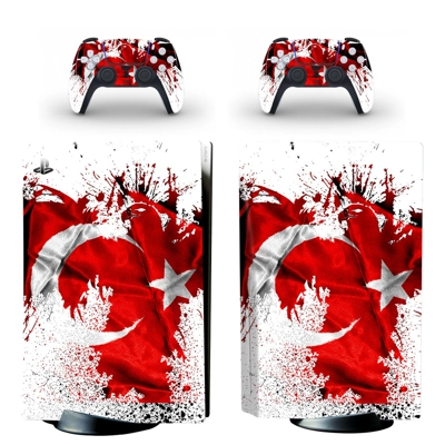Flag of Turkey decal skin for PS5 Disc Edition Console and two Controllers