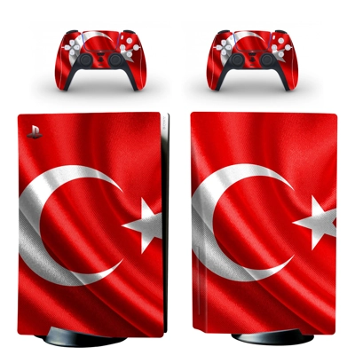 Flag of Turkey decal skin for PS5 Disc Edition Console and two Controllers